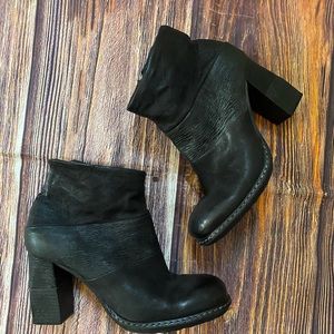 Women's 39 AS 98 Unique Pieces Leather Boots Block Heel Black